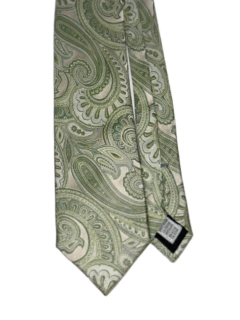 Geoffrey Beene Men’s 100% Silk Tie Sage Green Ivory Paisley Necktie